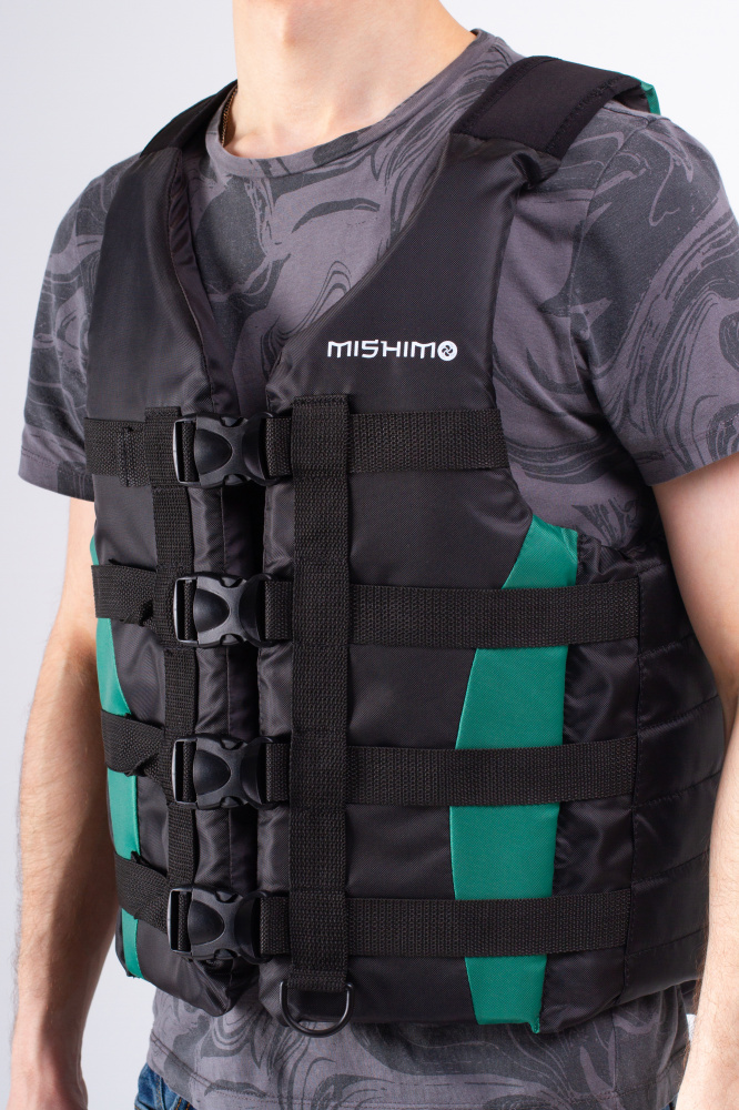 Жилет спасательный MISHIMO PRO Премиум качества Черно-зеленый в Черкесске