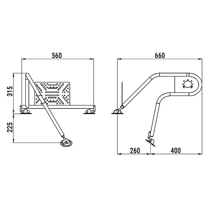 Стойка рулевая с креплением на баллон надувной лодки 25мм в Черкесске