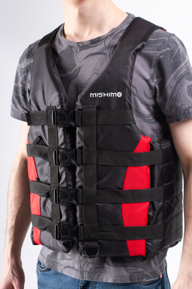 Жилет спасательный MISHIMO PRO Премиум качества Черно-красный в Черкесске